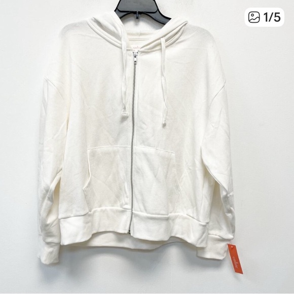 Colsie Women's Fleece Zip Up Hoodie Sweatshirt White Size S NWT - Picture 1 of 3